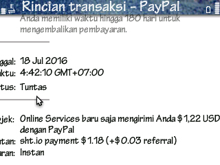 Bukti Pembayaran URL SHORTENER sht.io Juli 2016