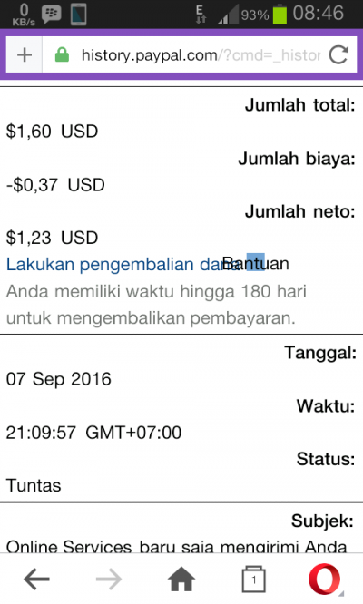 Bukti Pembayaran URL SHORTENER sht.io September 2016